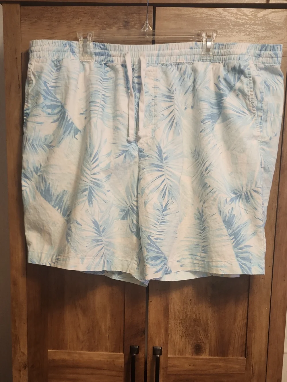 Cubavera Linen Blend Aqua Big & Tall Palm Tropical Swim Beach Shorts Trunks